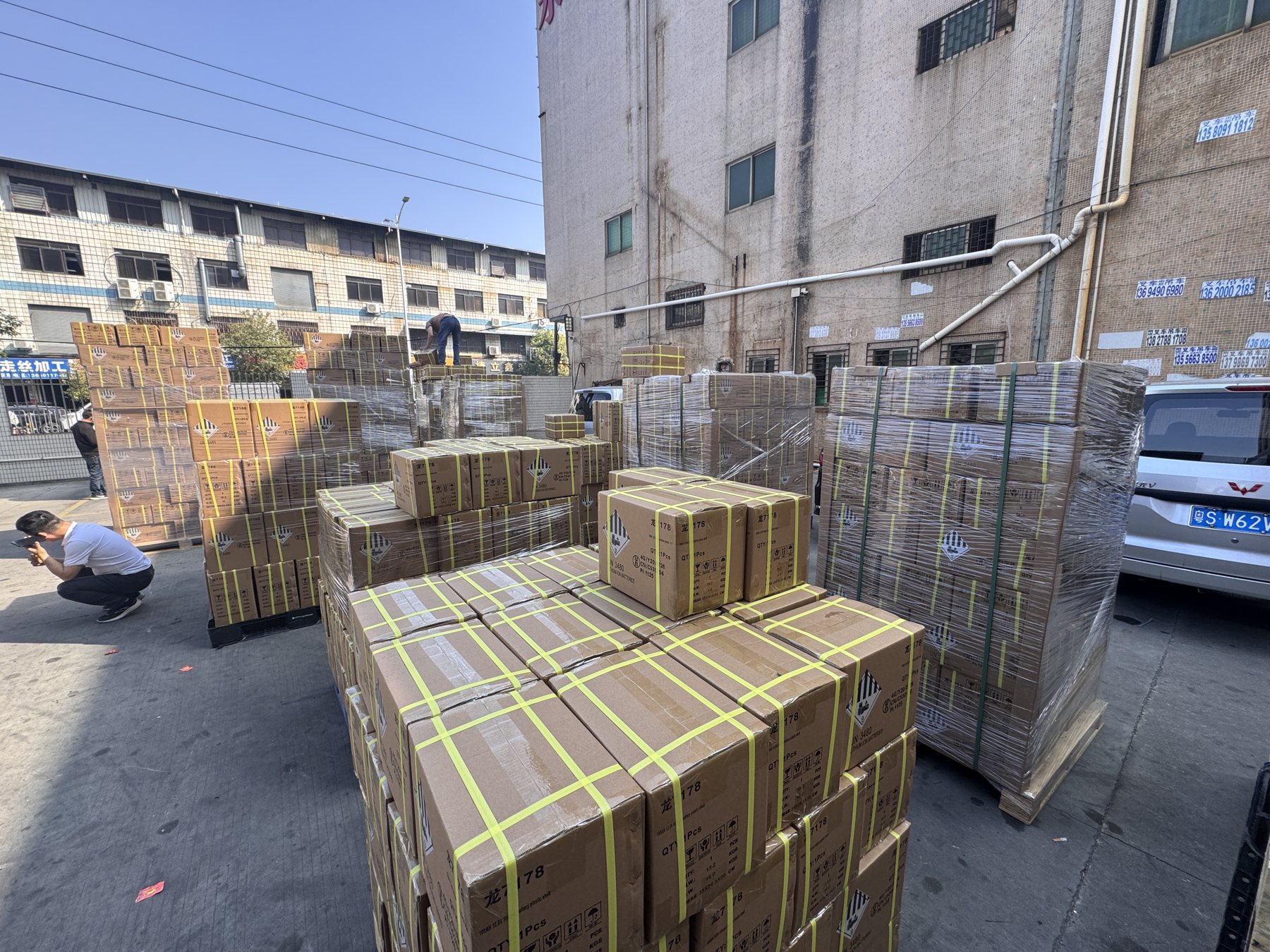 Battery products packed for container shipment